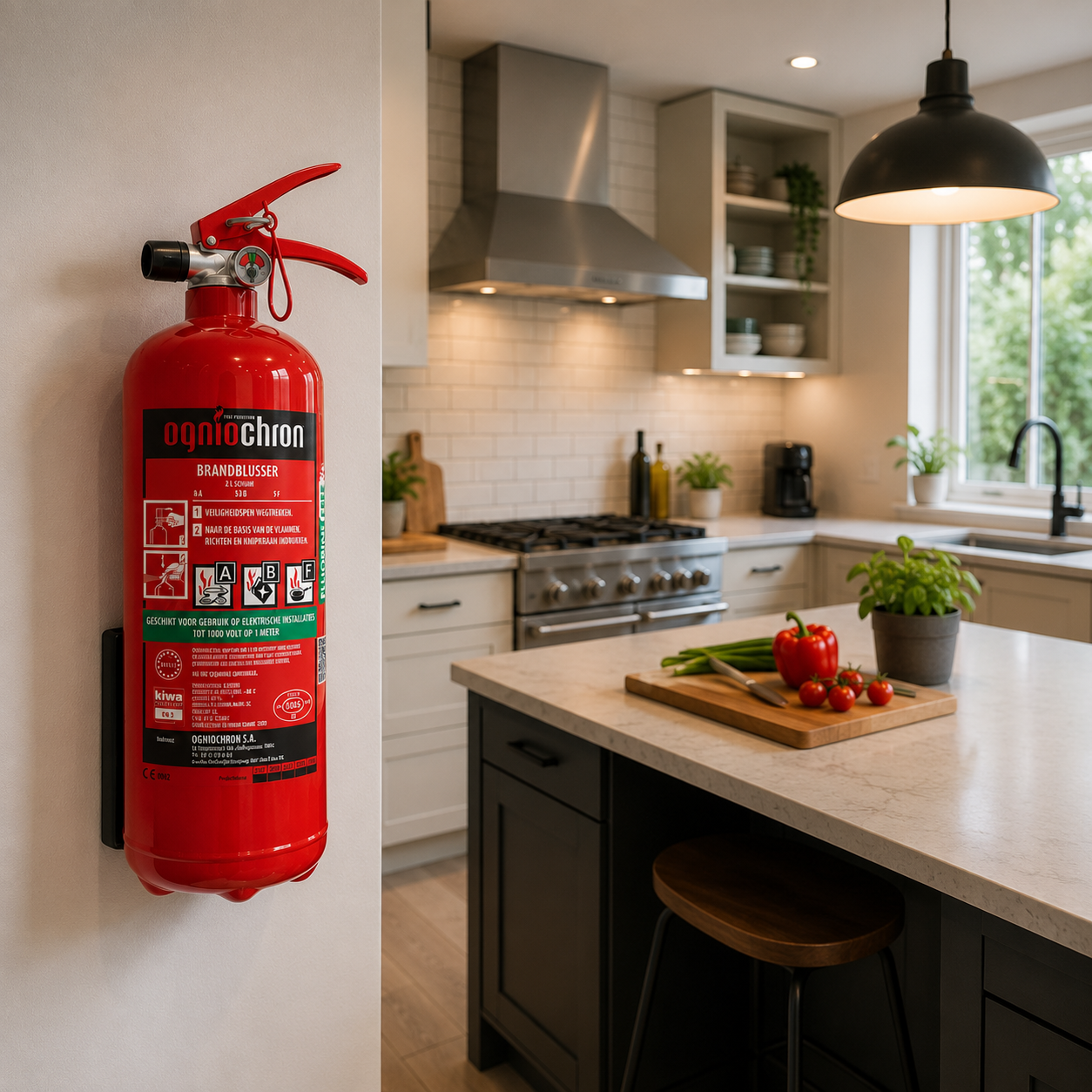 Juiste brandblusser voor in de keuken